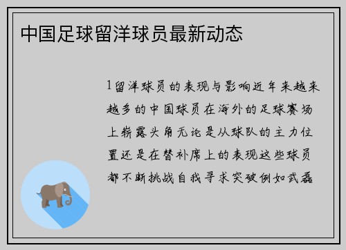 中国足球留洋球员最新动态